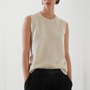 COS Bouclé Knit Vest In Beige